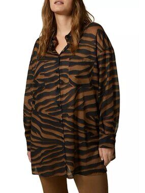 NWT Marina Rinaldi Fiamma Animal Print Tunic Shirt Black Size US 20 $455 [jb]
